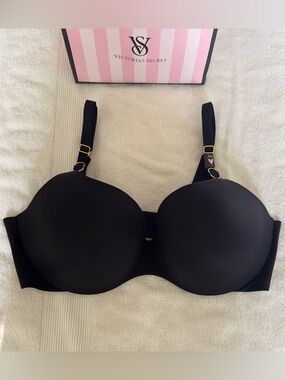 NWT Victoria's Secret Incredible Lined Demi Black Strapless Convertible Bra 36D